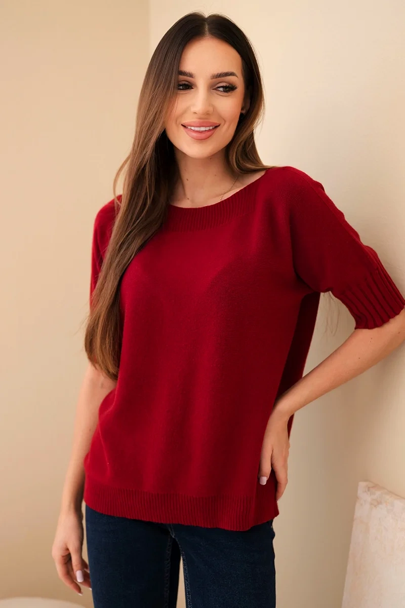 Damenpullover aus Viskose mit kurzen Ärmeln Vorderansicht