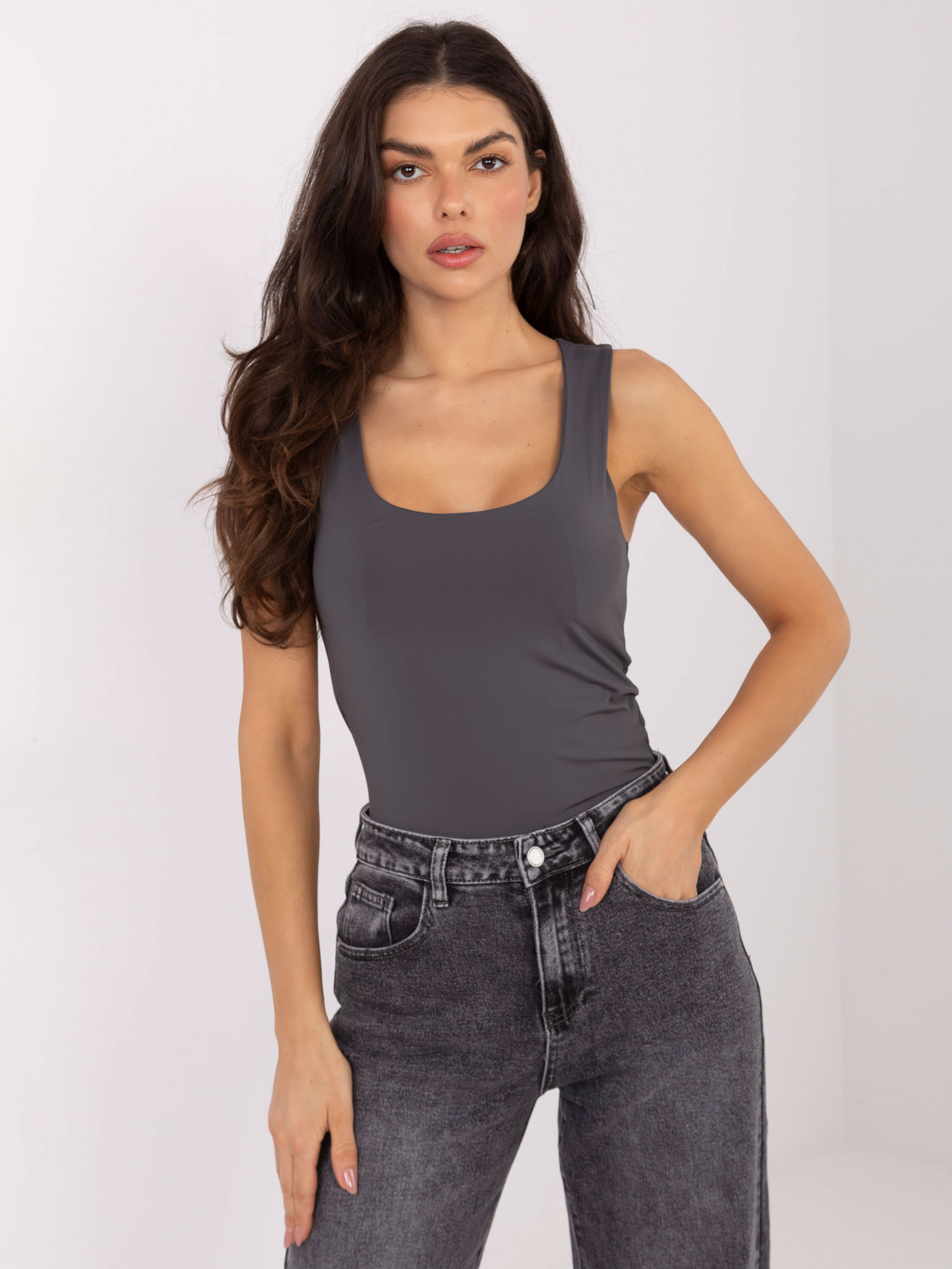 Ärmelloses Damen Basic Top gerippt figurbetont Rundhals Damenmode