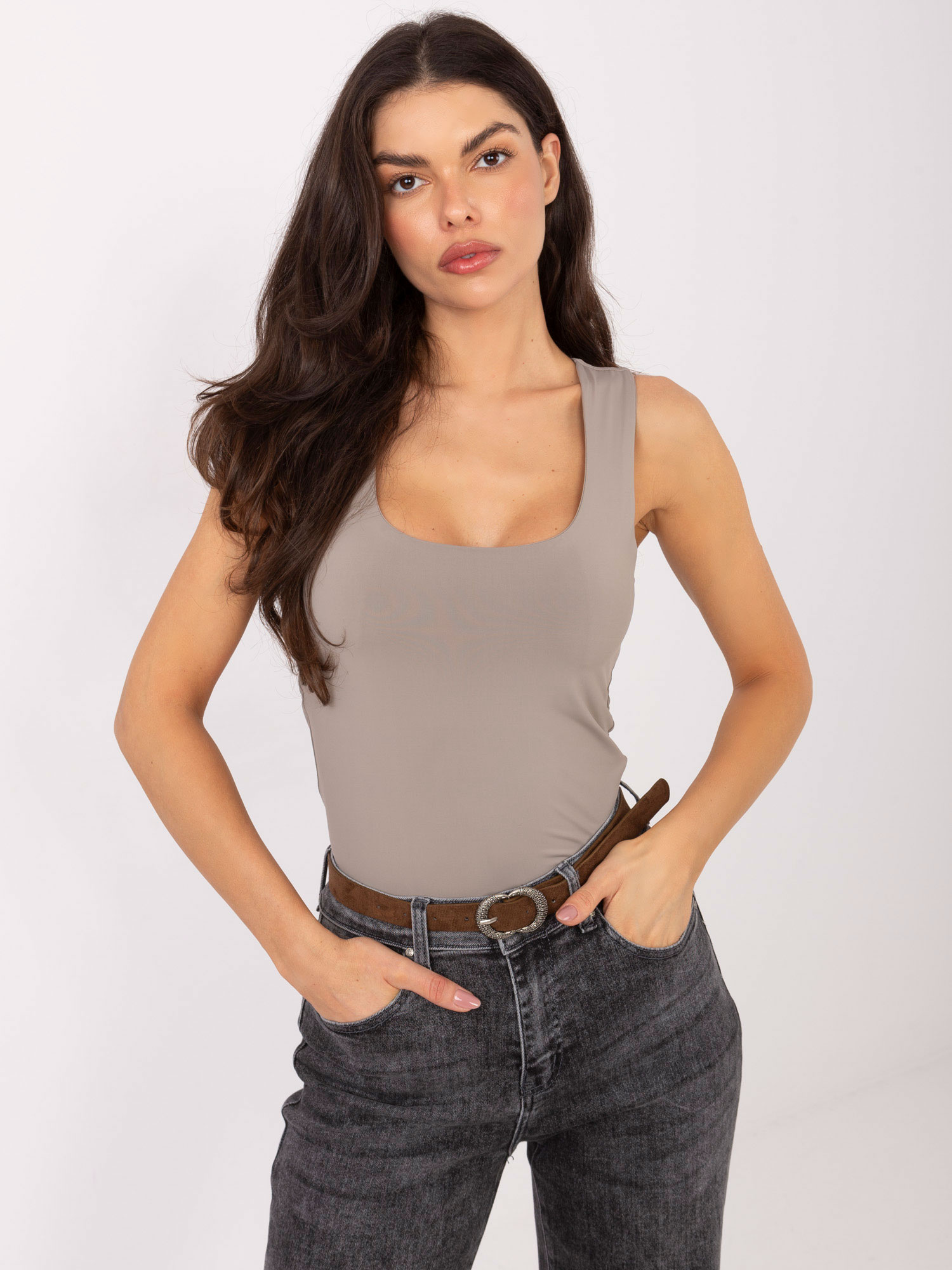 Ärmelloses Damen Basic Top gerippt figurbetont Rundhals Damenmode
