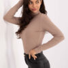 Damen Bluse gerippt tailliert langarm Rollkragen Basic Damenmode