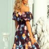 Damen Maxikleid mit Carmen-Ausschnitt und Blumenmuster Sommermode