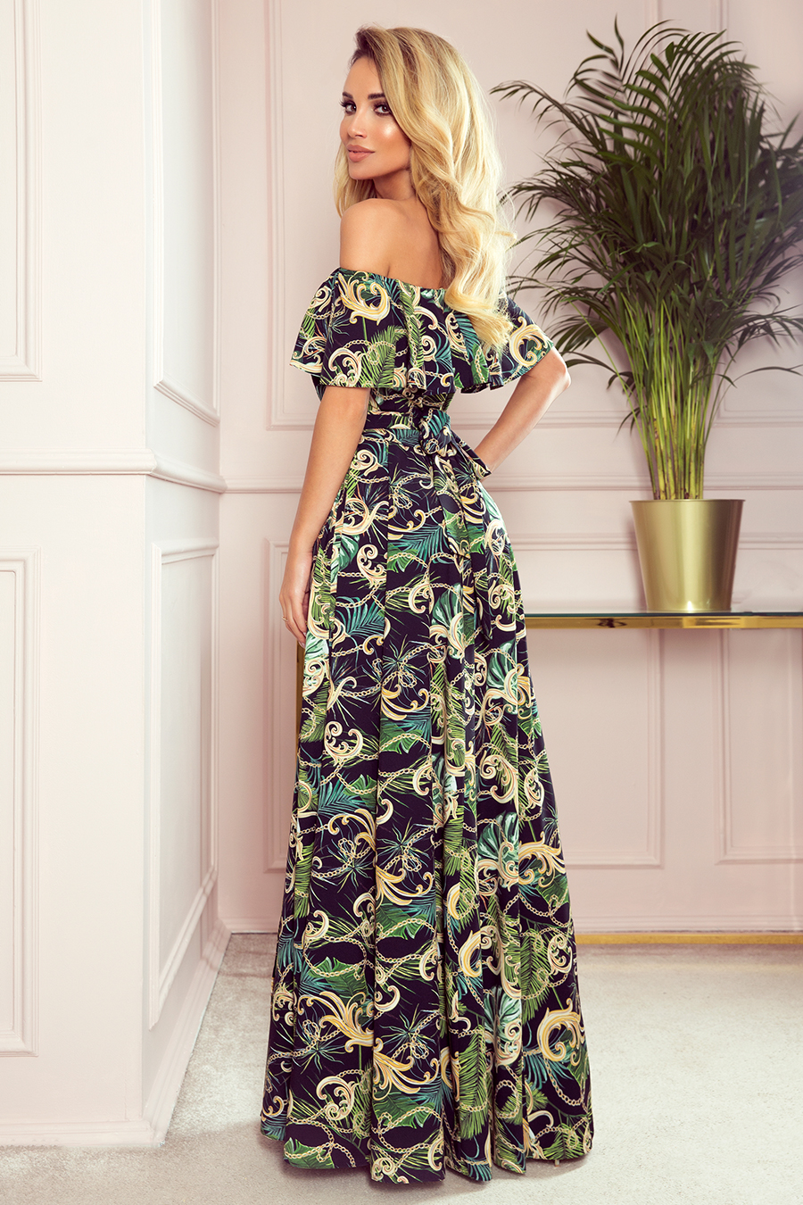 Damen Maxikleid mit Carmen-Ausschnitt und floralem Muster Sommermode