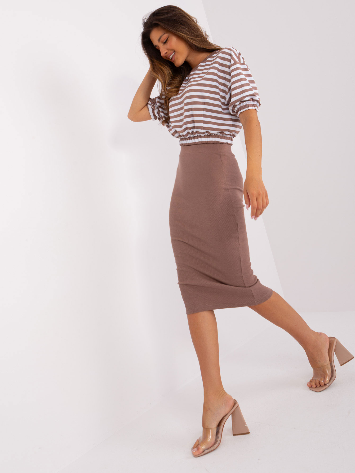 Damen Zweiteiler Set Baumwolle gerippt – Rock & Top Casual Damen Mode