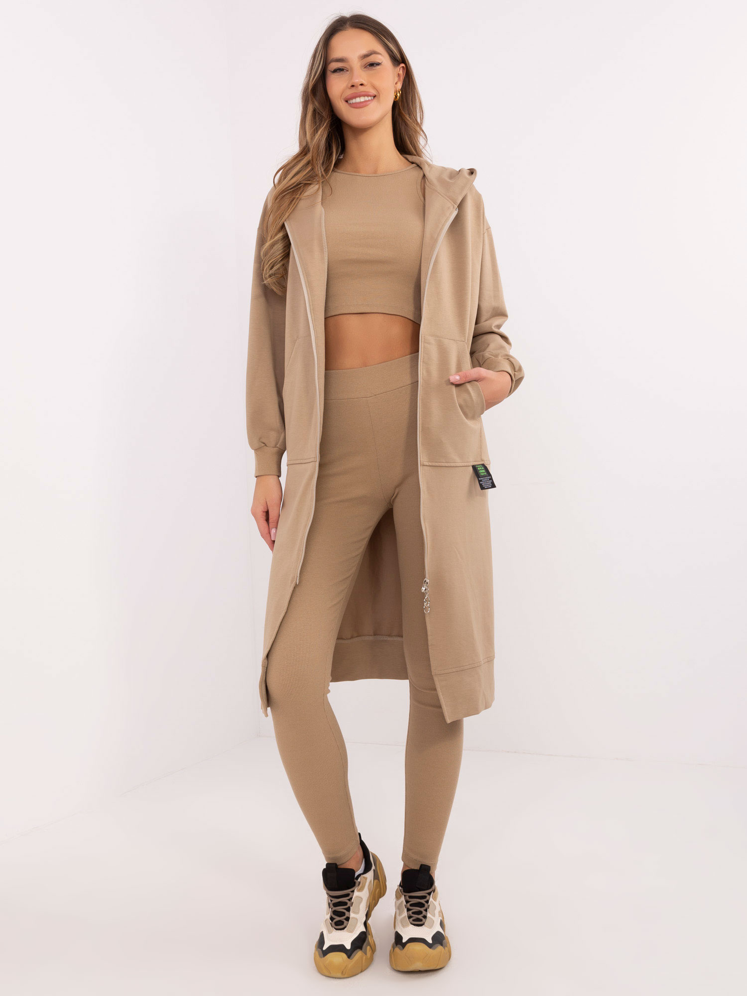 Eleganter Trainingsanzug Damen Set mit Leggings und Sweatshirt sportlich bequem damenmode