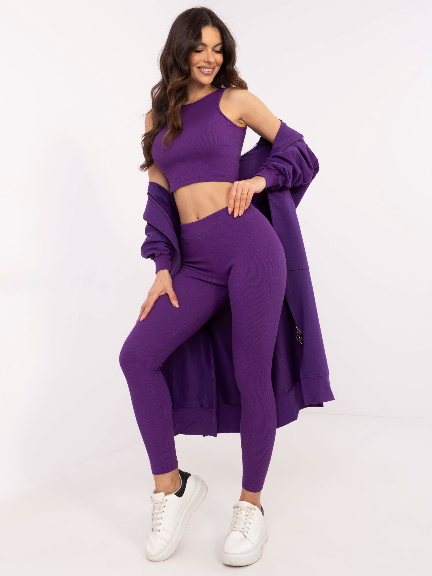 Eleganter Trainingsanzug Damen Set mit Leggings und Sweatshirt sportlich bequem damenmode