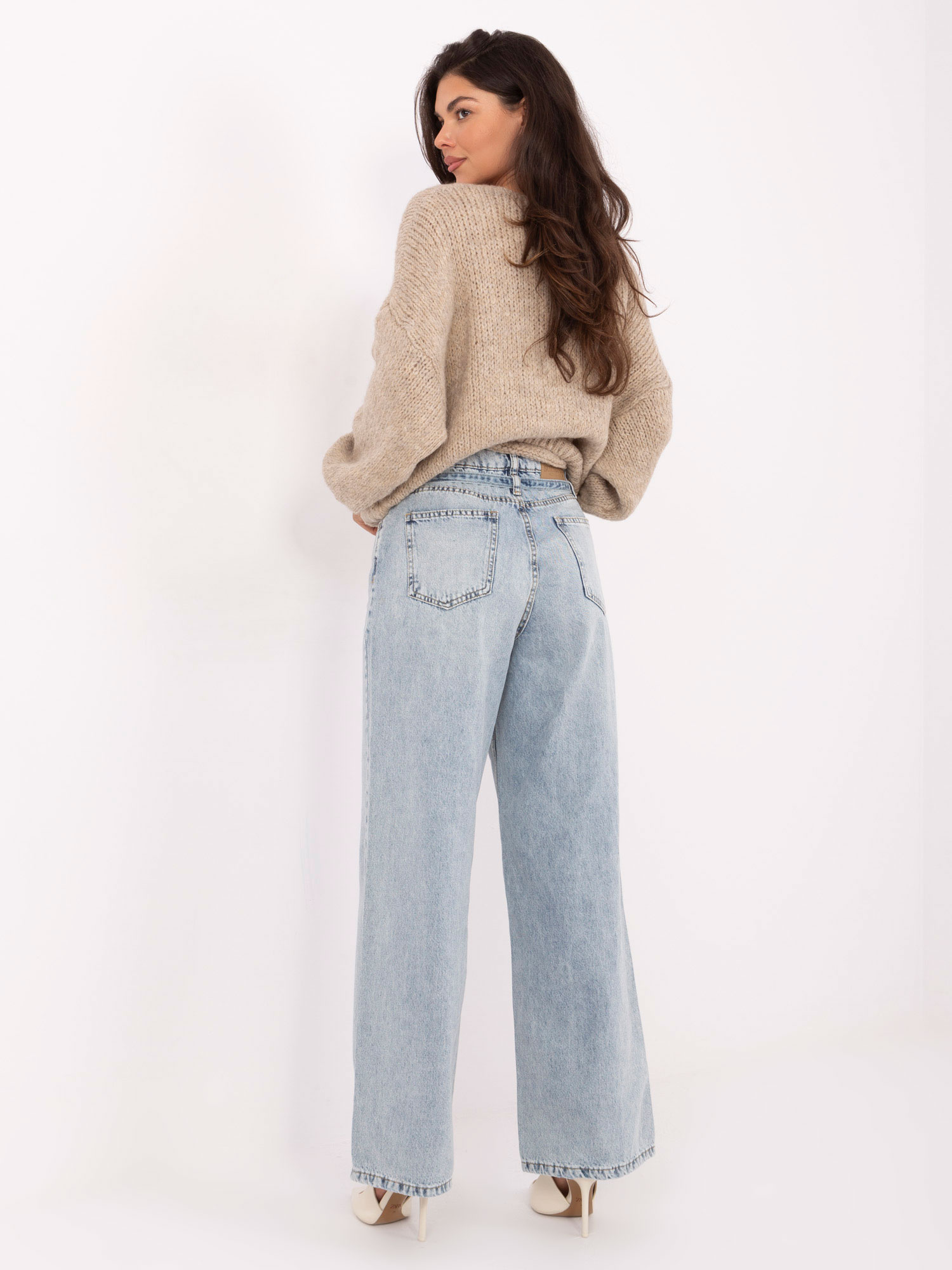 Hellblaue Damenjeans mit weitem Bein High Waist SUBLEVEL Damenmode