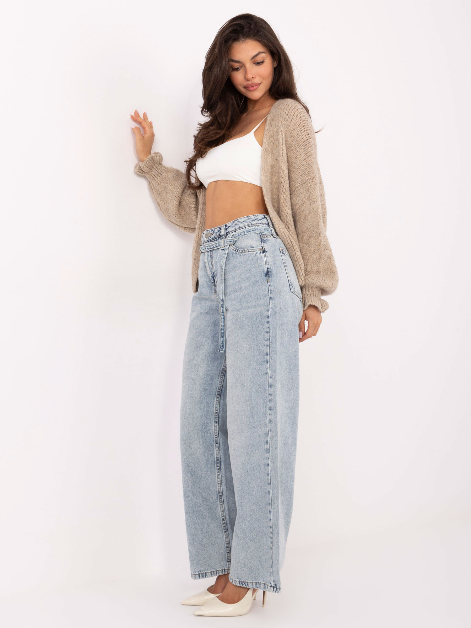 Hellblaue Damenjeans mit weitem Bein High Waist SUBLEVEL Damenmode