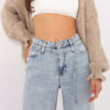 Hellblaue Damenjeans mit weitem Bein High Waist SUBLEVEL Damenmode