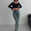 Higt Waist Skinny Jeans mit Ziernähten für Damen Vorderansicht
