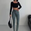Higt Waist Skinny Jeans mit Ziernähten für Damen